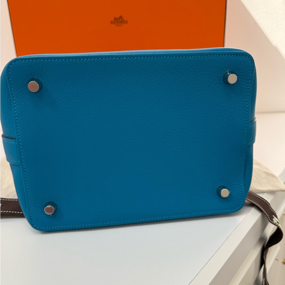 New Hermès Toolbox 20 Bleu Swift Leather Full Set Palladium Hardware Bag - Picture 9 of 16
